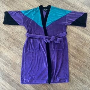 Vintage Pierre Cardin 80s 90s Velour Bathrobe, OS